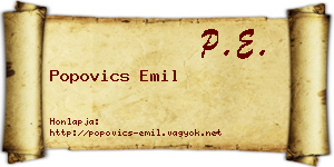 Popovics Emil névjegykártya